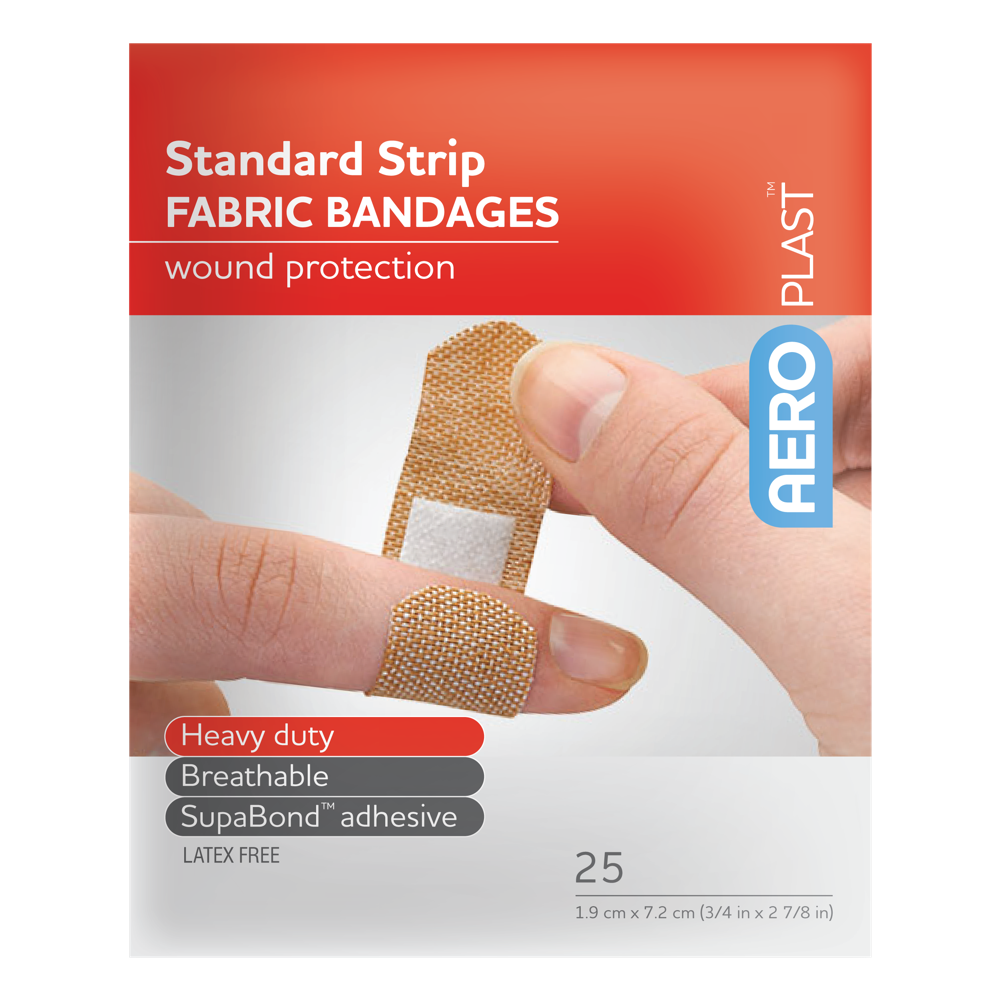 AEROPLAST Premium Fabric Standard Strip 7.2 x 1.9cm Env/25 - (Pack of 15)