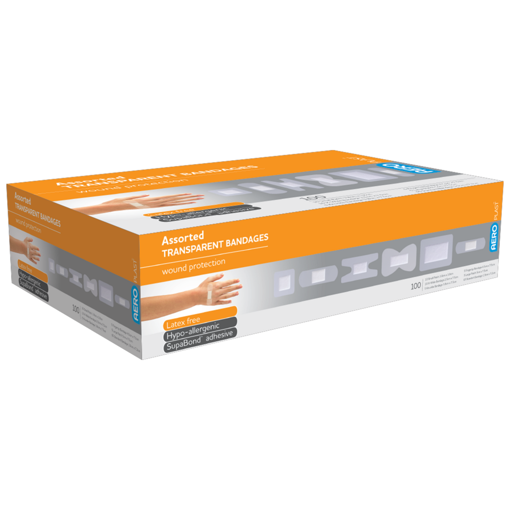 AEROPLAST Transparent Assorted Dressings Box/100 - (Pack of 12)