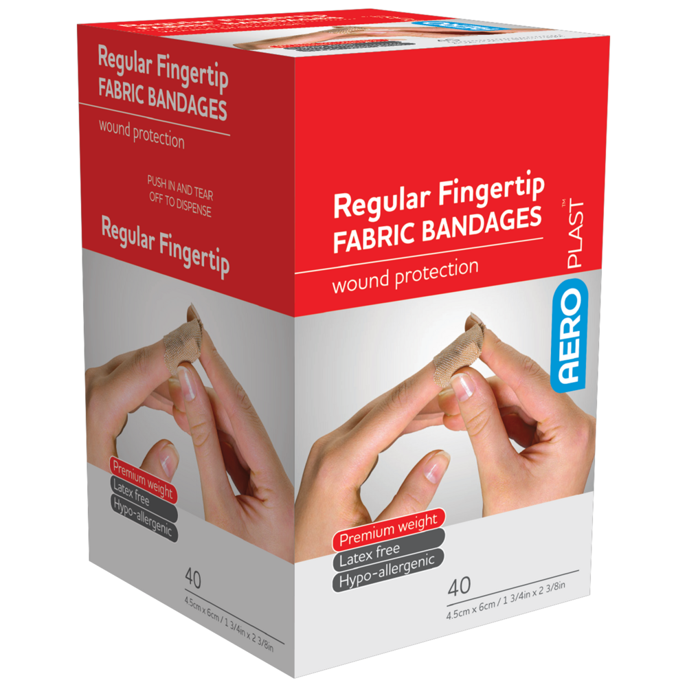 AEROPLAST Premium Fabric Regular Fingertip Dressings 6 x 4.5cm Box/40 - (Pack of 12)