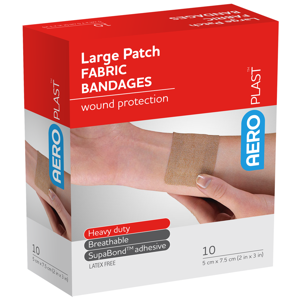 AEROPLAST Premium Fabric Large Patch 7.5 x 5cm Box/10 - (Pack of 6)