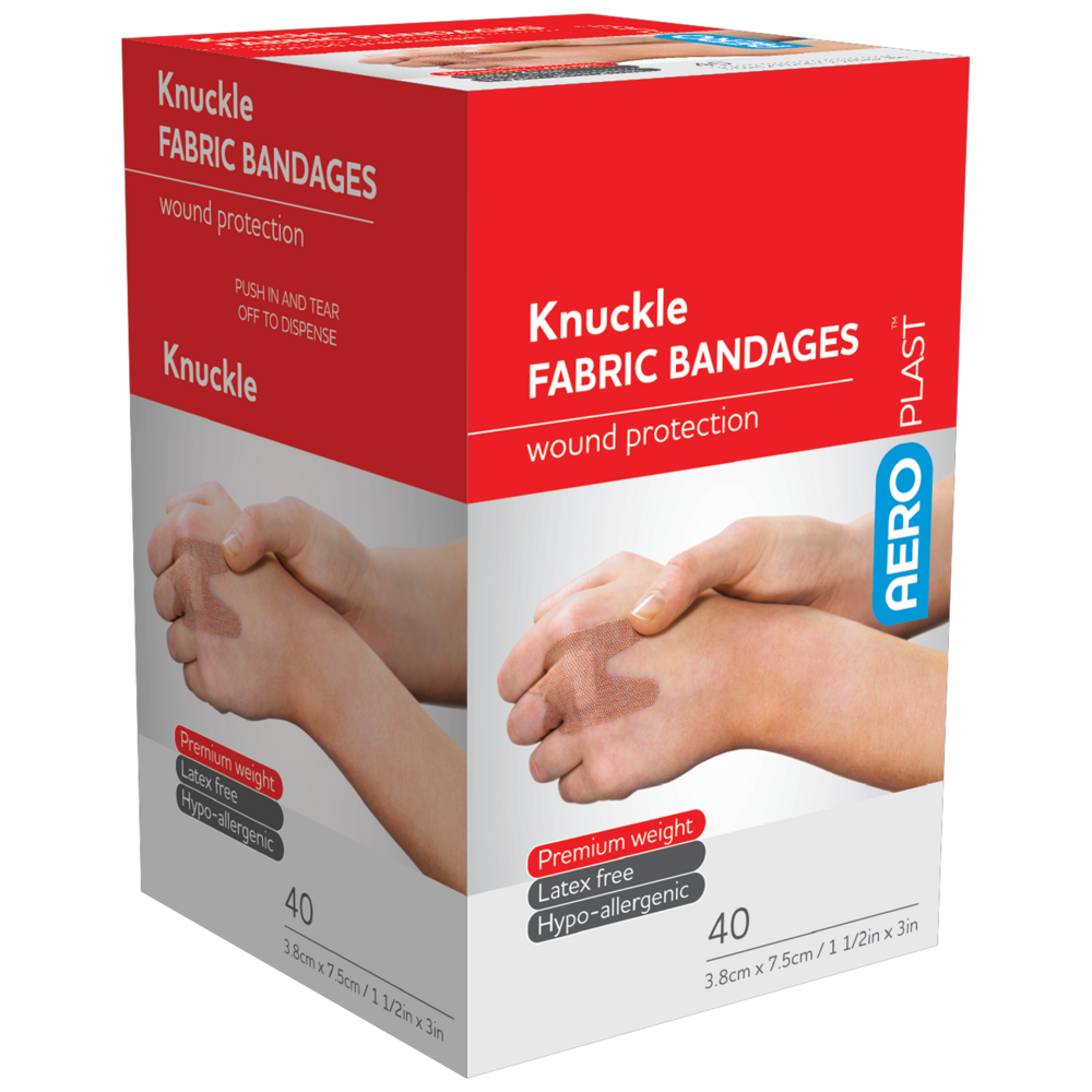 AEROPLAST Premium Fabric Knuckle Dressings 7.5 x 3.8cm Box/40 - (Pack of 12)