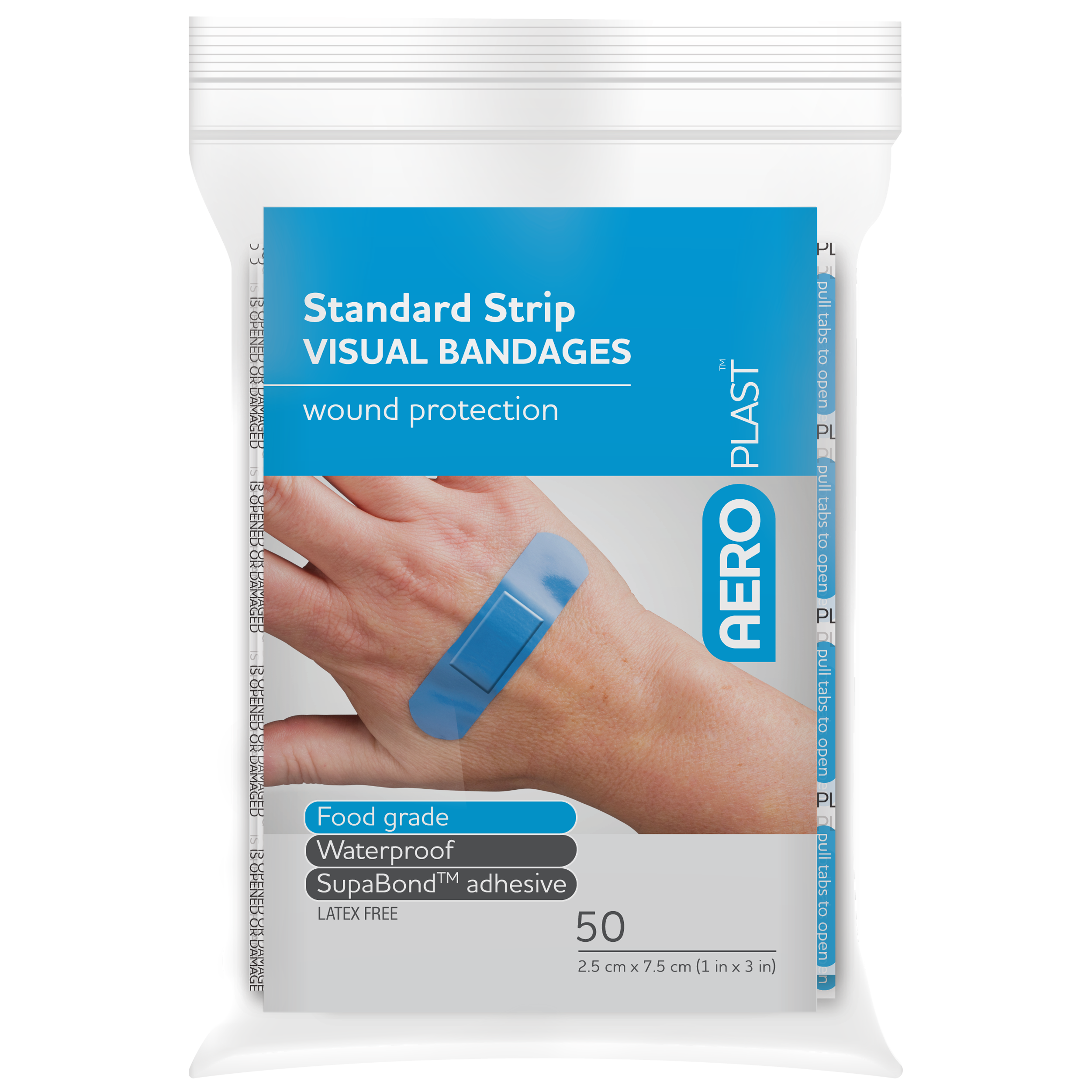 AEROPLAST Premium Visual Strip 7.5 x 2.5cm Bag/50 - (Pack of 12)