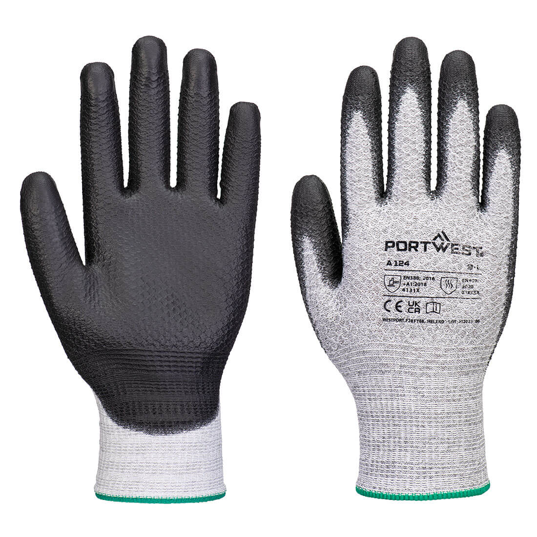 PORTWEST Grip 13 PU Diamond Knit Glove (Pk12) Grey/Black - A124