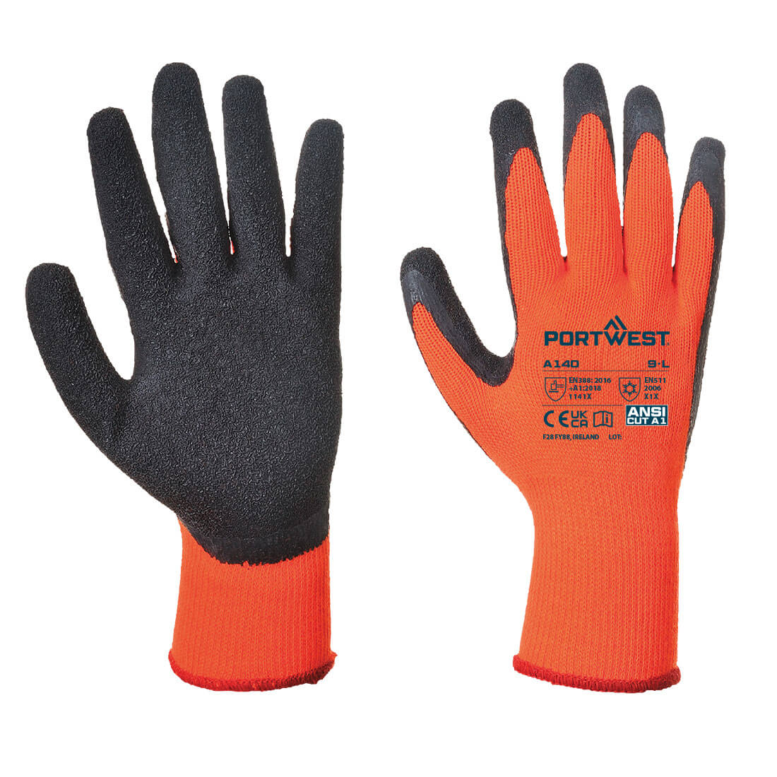 PORTWEST Thermal Grip Glove - Latex Black - A140