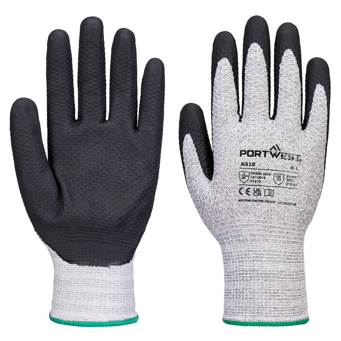 PORTWEST Grip 13 Nitrile Diamond Knit Glove (Pk12) Grey/Black - A312