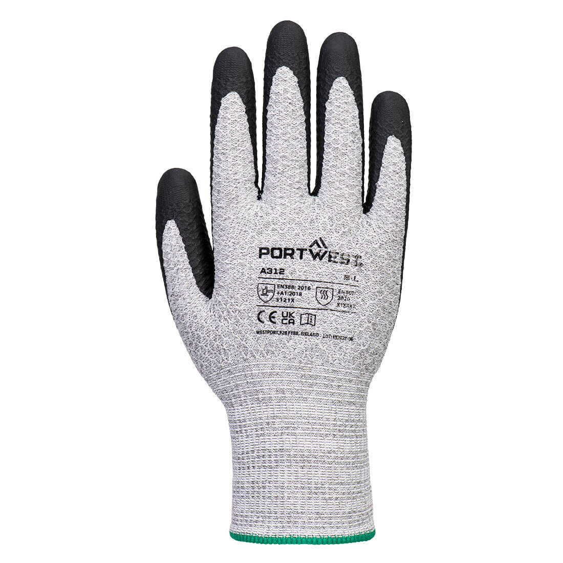 PORTWEST Grip 13 Nitrile Diamond Knit Glove (Pk12) Grey/Black - A312