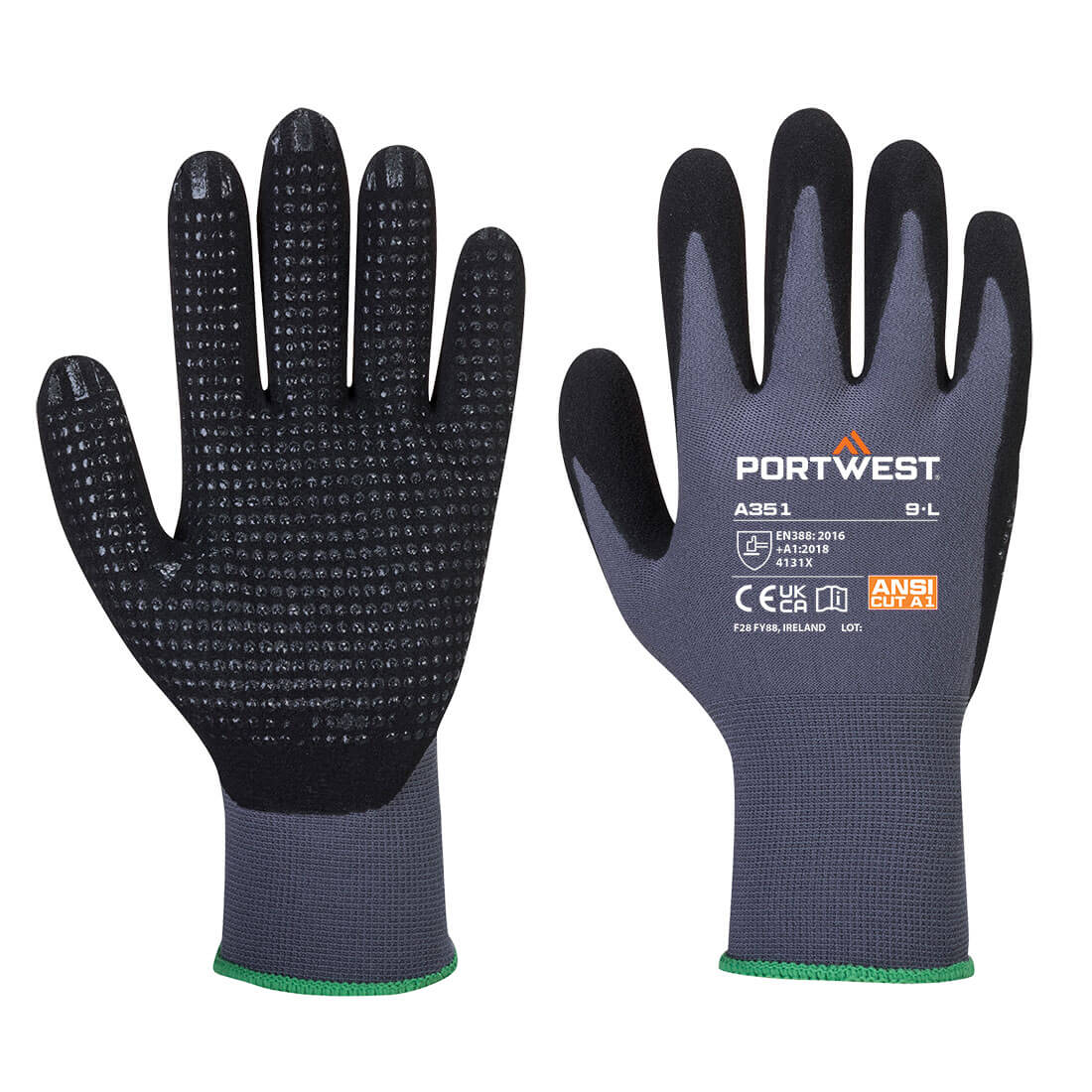 PORTWEST DermiFlex Plus Glove Grey/Black - A351