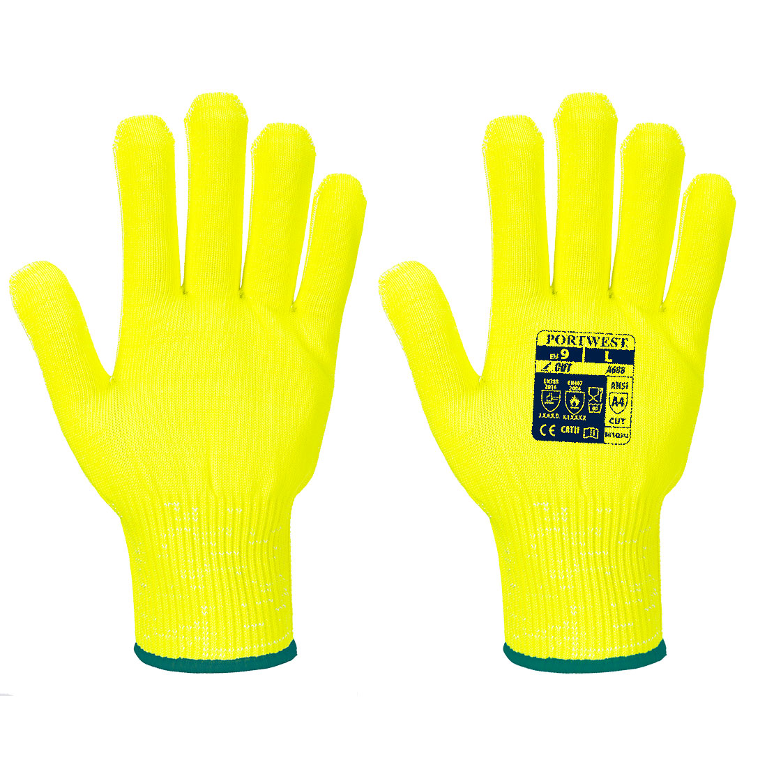 PORTWEST Cut D13 Hi-Vis Liner Glove Yellow - A688
