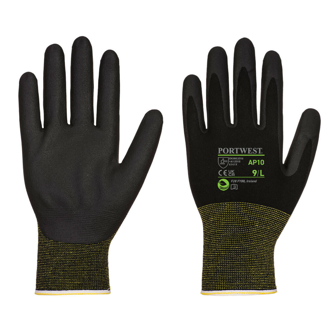 PORTWEST Grip 15 Nitrile Foam Bamboo Glove (Pk12) Black - AP10
