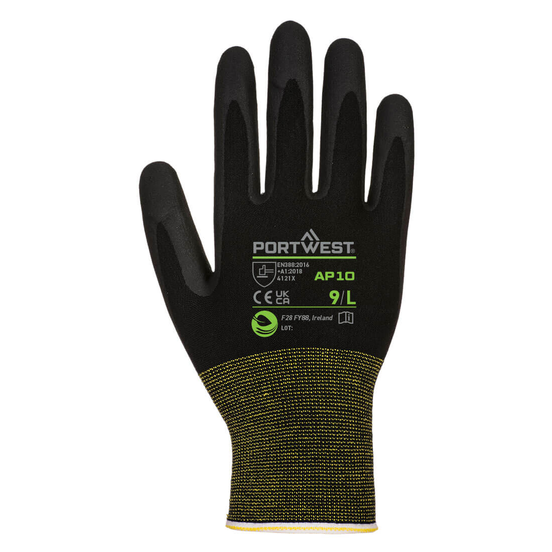PORTWEST Grip 15 Nitrile Foam Bamboo Glove (Pk12) Black - AP10