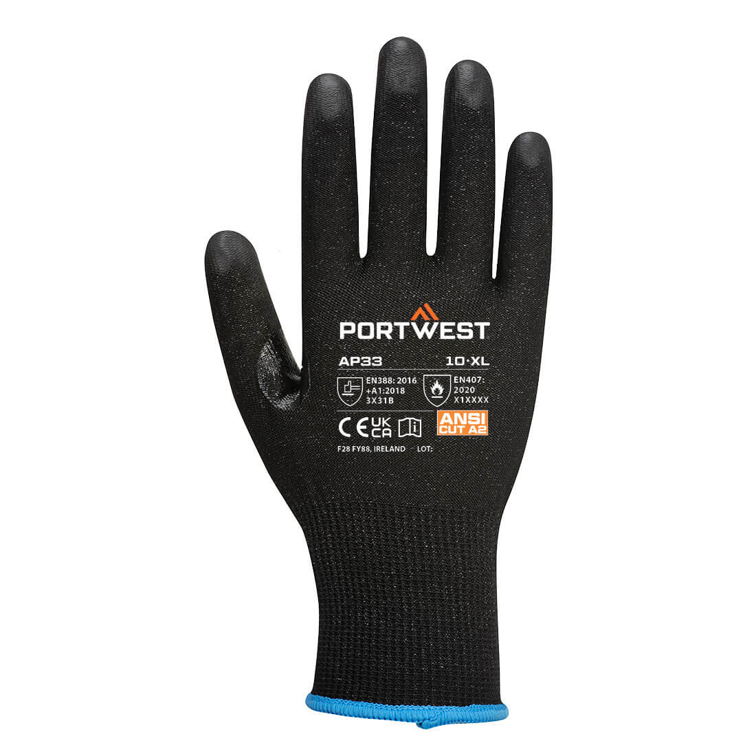PORTWEST LR15 PU Touchscreen Glove (Pk12) Black - AP33