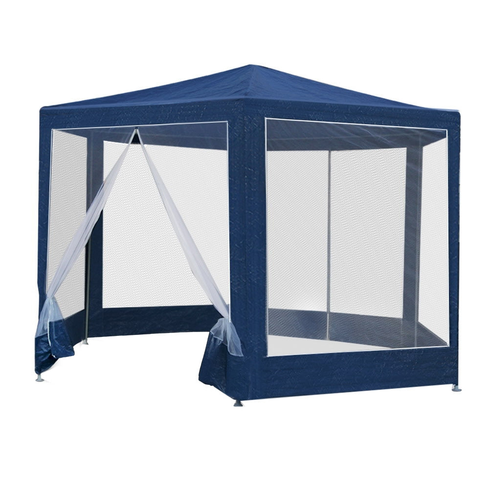 Instahut Gazebo 2x2m Marquee Wedding Party Tent Outdoor Camping Mesh Wall Canopy Shade Gazebos Navy