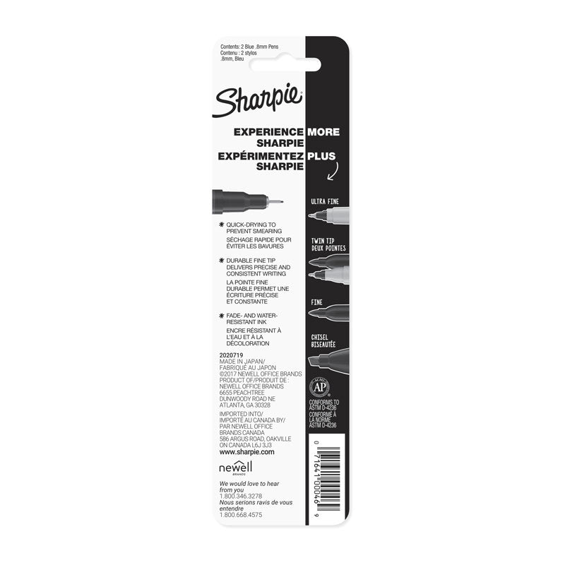 SHARPIE Pen Fine Blu Pack 2 Box of 6