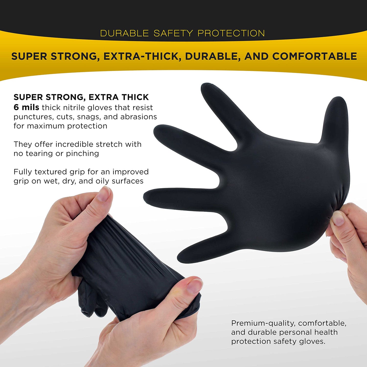 100x Nitrile Black Disposable Gloves Small