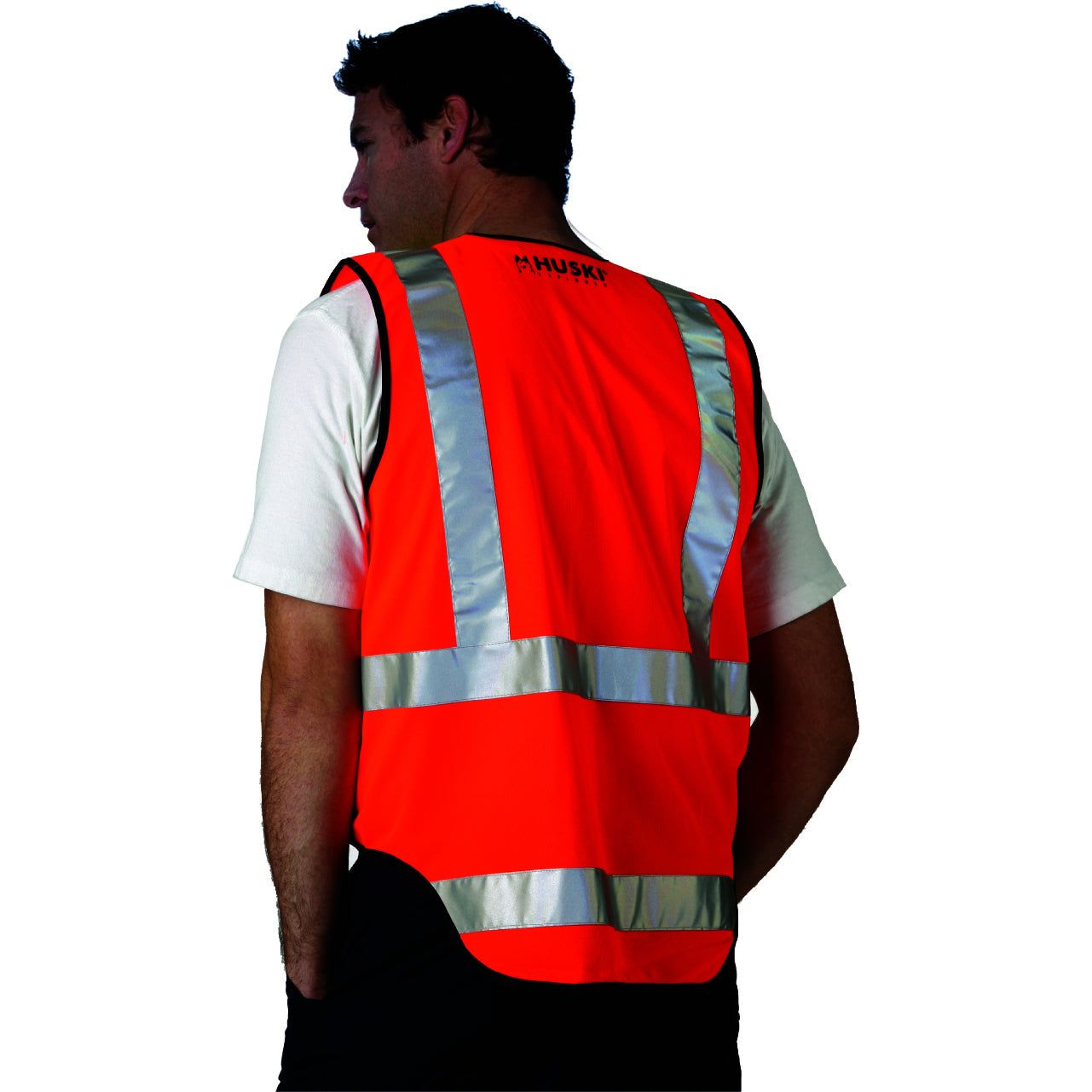 HUSKI Hi Vis Patrol Vest 3M Reflective Tape Safety Workwear High Visibility - Orange - 3XL
