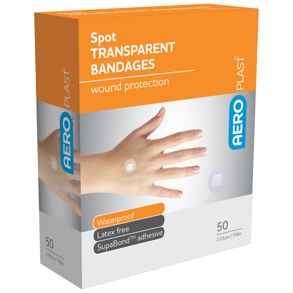 AEROPLAST Transparent Spot Dressings 2.25 x 2.25cm Box/50 - (Pack of 6)