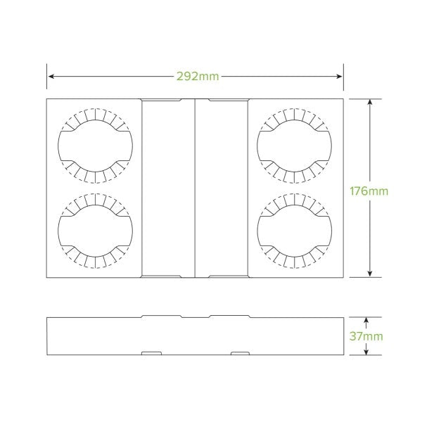 BioPak 2 & 4 Cup BioCup Paper Tray - (Pack of 100)