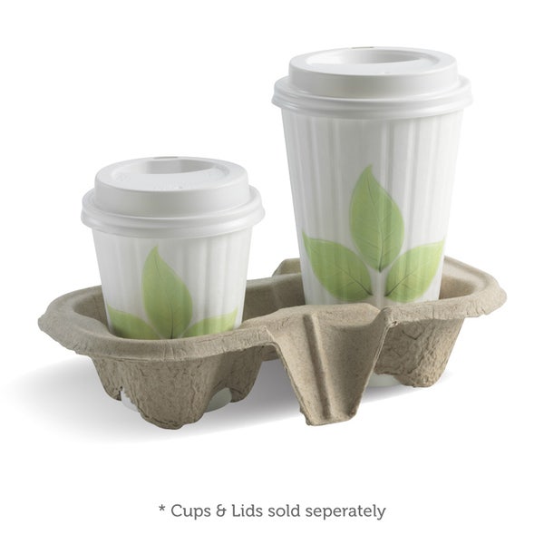 BioPak 2-Cup Pulp BioCup Tray - (Pack of 500)
