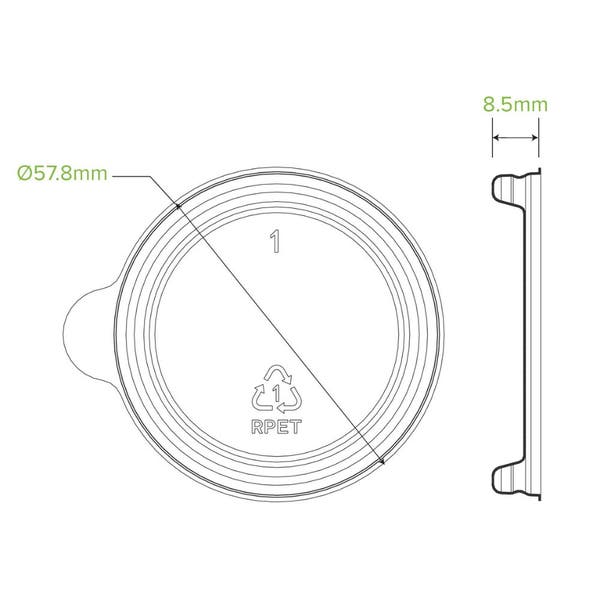 BioPak 30ml RPET Sauce BioCup Lid - (Pack of 1000)