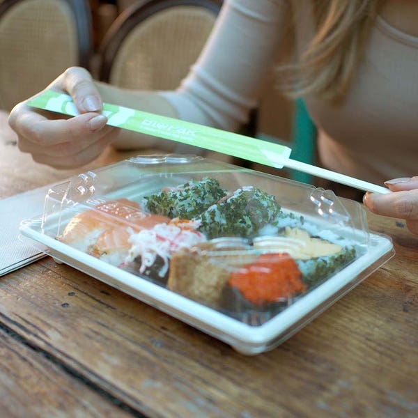 BioPak Medium PLA Sushi Tray Lid - (Pack of 600)