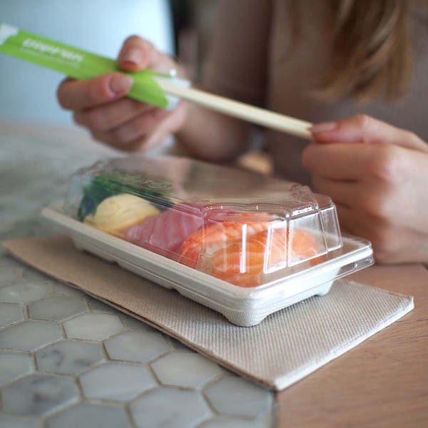 BioPak Small PLA Sushi Tray Lid - (Pack of 600)