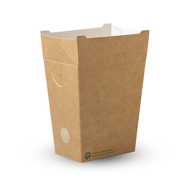 BioPak Unlined Small Enclosed BioBoard Chip Box - (Pack of 800)