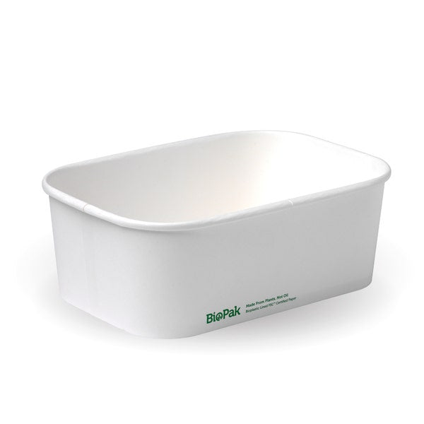 BioPak 750ml White BioBoard Takeaway Base - (Pack of 300)