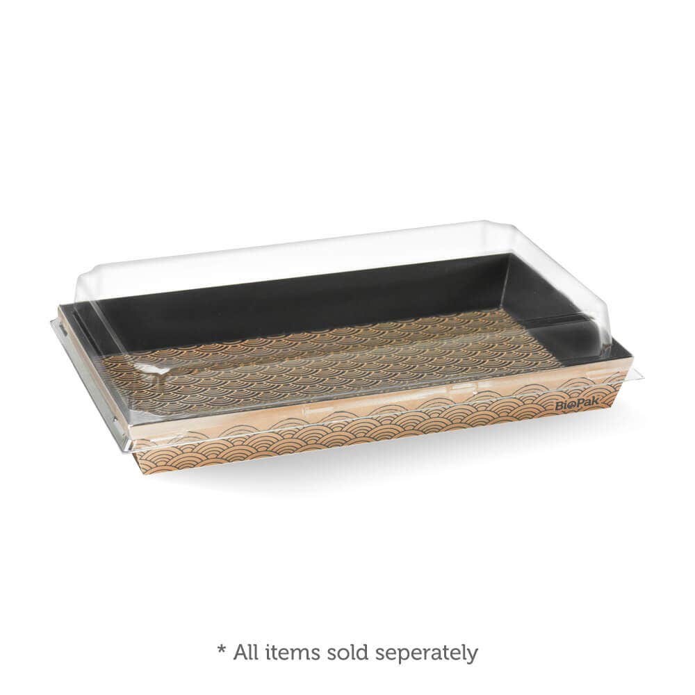 BioPak Large BioBoard Sushi Tray PET Lid - (Pack of 300)