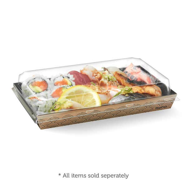 BioPak Large BioBoard Sushi Tray - (Pack of 300)