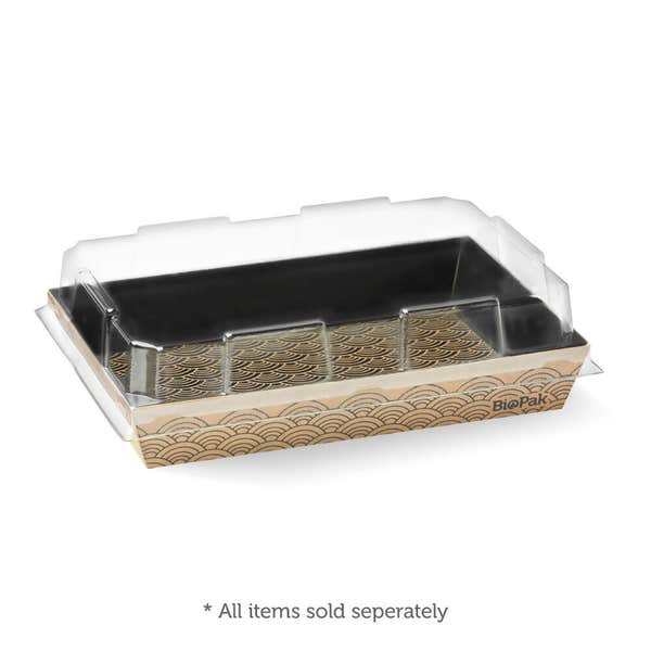 BioPak Small BioBoard Sushi Tray PET Lid - (Pack of 300)