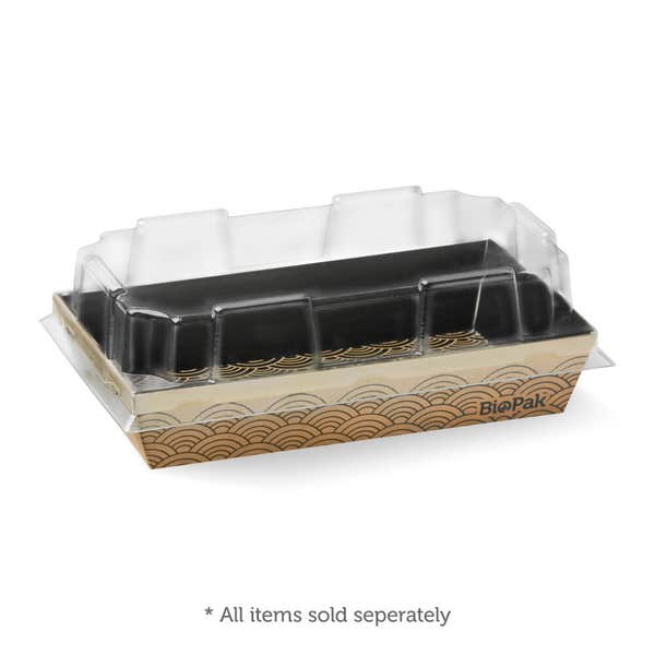 BioPak Medium BioBoard Sushi Tray PET Lid - (Pack of 300)