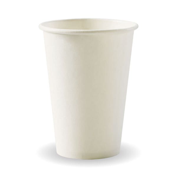 BioPak 320ml / 10oz (80mm) White Single Wall BioCup - (Pack of 1000)