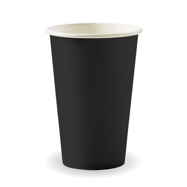BioPak 350ml / 12oz (80mm) Black Single Wall BioCup - (Pack of 1000)