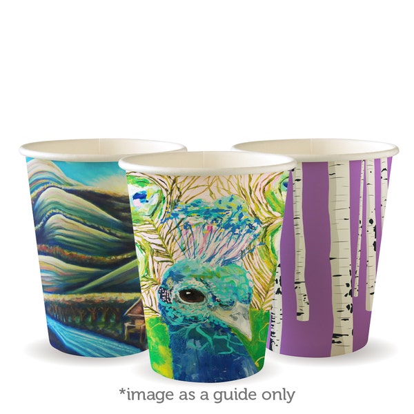 BioPak 390ml / 12oz (90mm) Art Series Single Wall BioCup - (Pack of 1000)