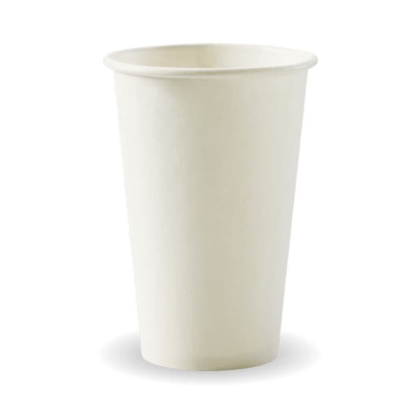 BioPak 350ml / 12oz (80mm) White Single Wall BioCup - (Pack of 1000)