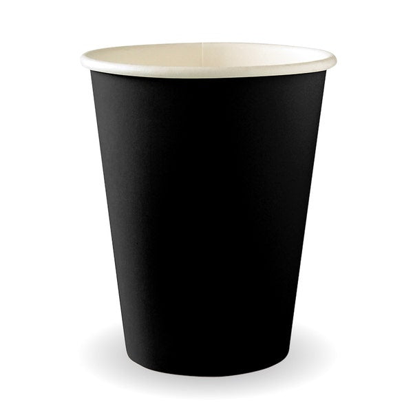 BioPak 390ml / 12oz (90mm) Black Single Wall BioCup - (Pack of 1000)