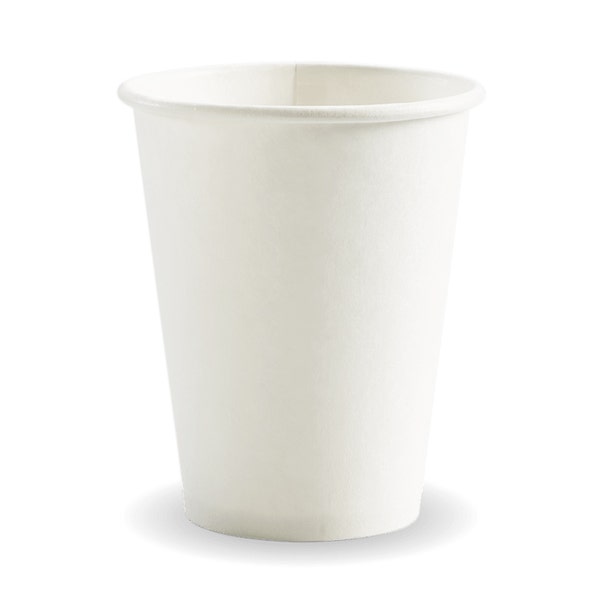 BioPak 390ml / 12oz (90mm) White PHA Single Wall BioCup - (Pack of 1000)