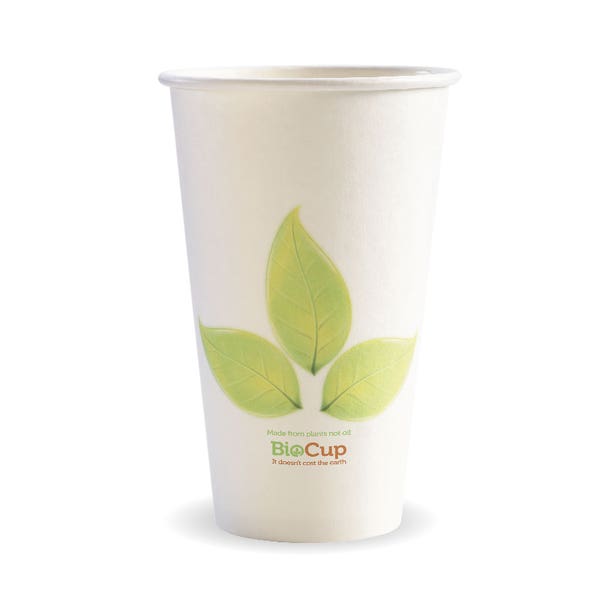 BioPak 510ml / 16oz (90mm) Leaf Single Wall BioCup - (Pack of 1000)