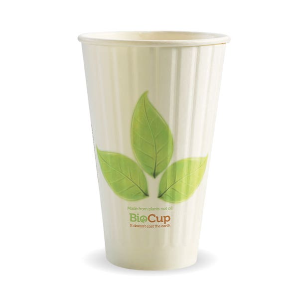 BioPak 460ml / 16oz (90mm) Leaf Double Wall BioCup - (Pack of 600)