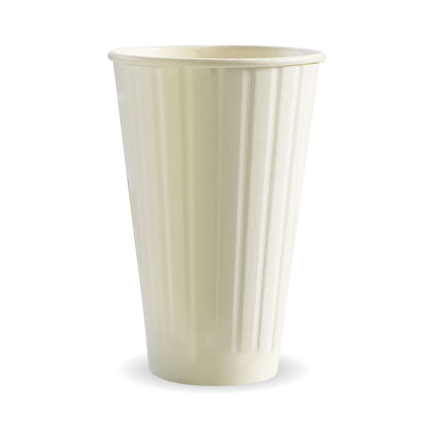 BioPak 460ml / 16oz (90mm) White Double Wall BioCup - (Pack of 600)
