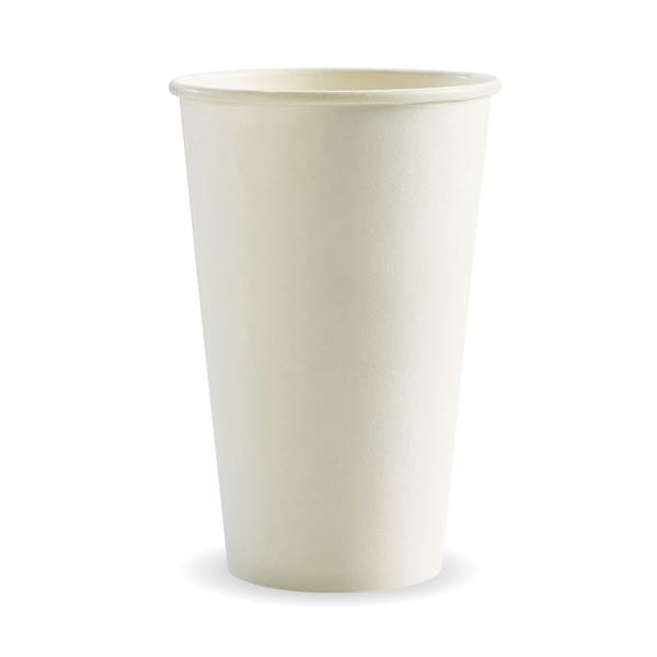 BioPak 510ml / 16oz (90mm) White Single Wall BioCup - (Pack of 1000)