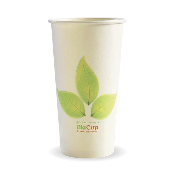 BioPak 595ml / 20oz (90mm) Leaf Single Wall BioCup - (Pack of 500)