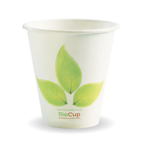 BioPak 280ml / 8oz (90mm) Leaf Single Wall BioCup - (Pack of 1000)