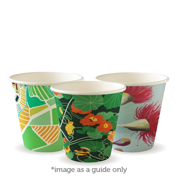 BioPak 280ml / 8oz (90mm) Art Series Single Wall BioCup - (Pack of 1000)