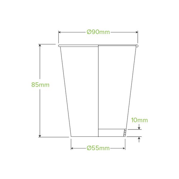 BioPak 280ml / 8oz (90mm) Black Single Wall BioCup - (Pack of 1000)