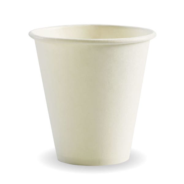 BioPak 280ml / 8oz (90mm) White Single Wall BioCup - (Pack of 1000)