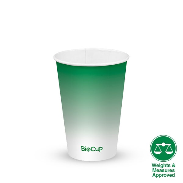 BioPak 420ml / 14oz (90mm) Green Cold Paper BioCup - (Pack of 1000)