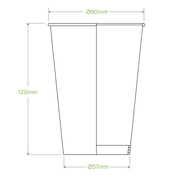 BioPak 420ml / 14oz (90mm) Green Cold Paper BioCup - (Pack of 1000)