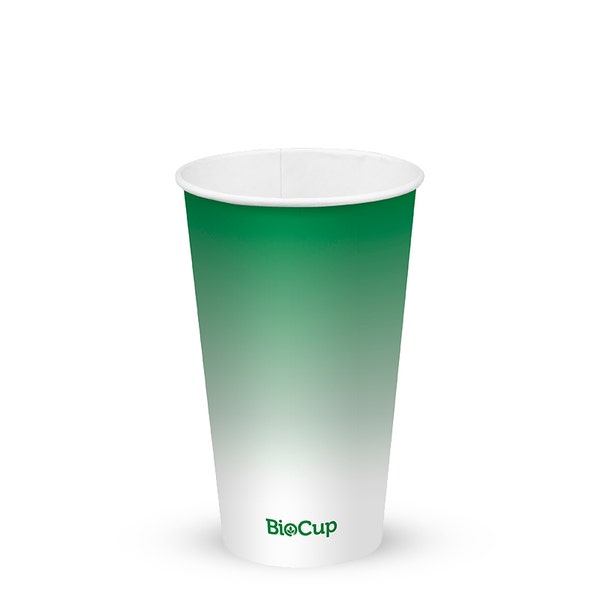 BioPak 500ml / 16oz (90mm) Green Cold Paper BioCup - (Pack of 1000)
