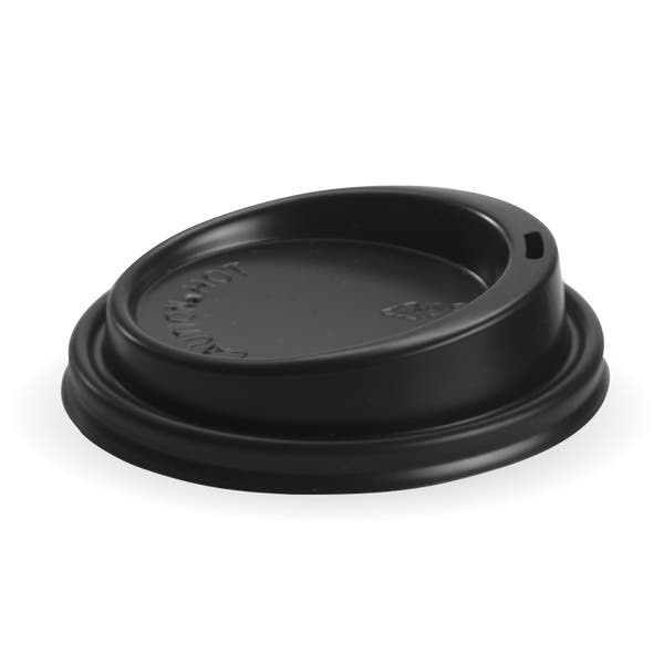 BioPak 90mm Large Black PS BioCup Lid - (Pack of 1000)